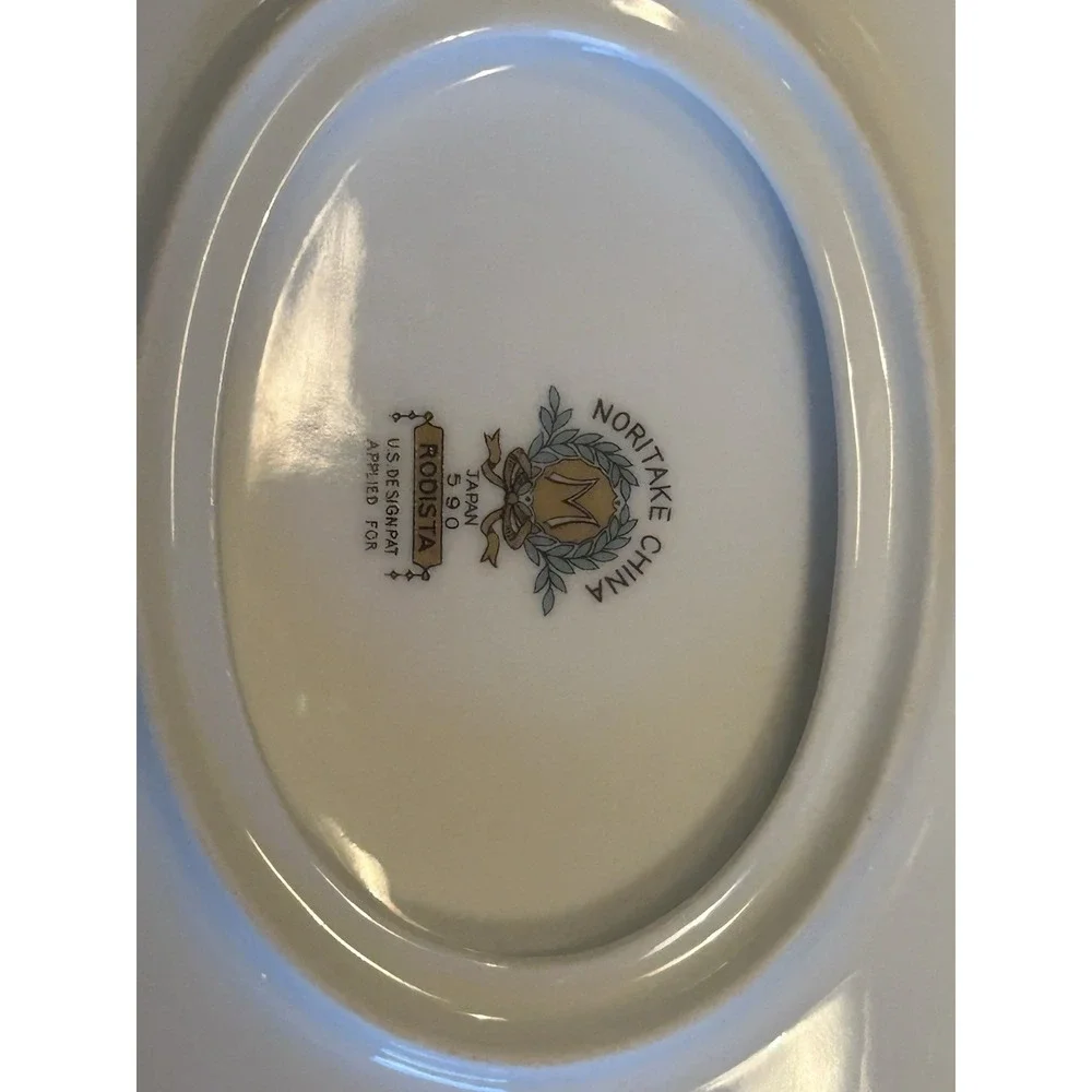 1930s Noritake China Rodista 590 Gravy Boat with Attached Plate Nice Gold Trim